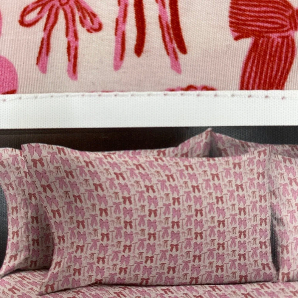 Berkshire Sheet Set KING Artist Series Pink Red Bow Ribbon Krissy Mast Whimsical